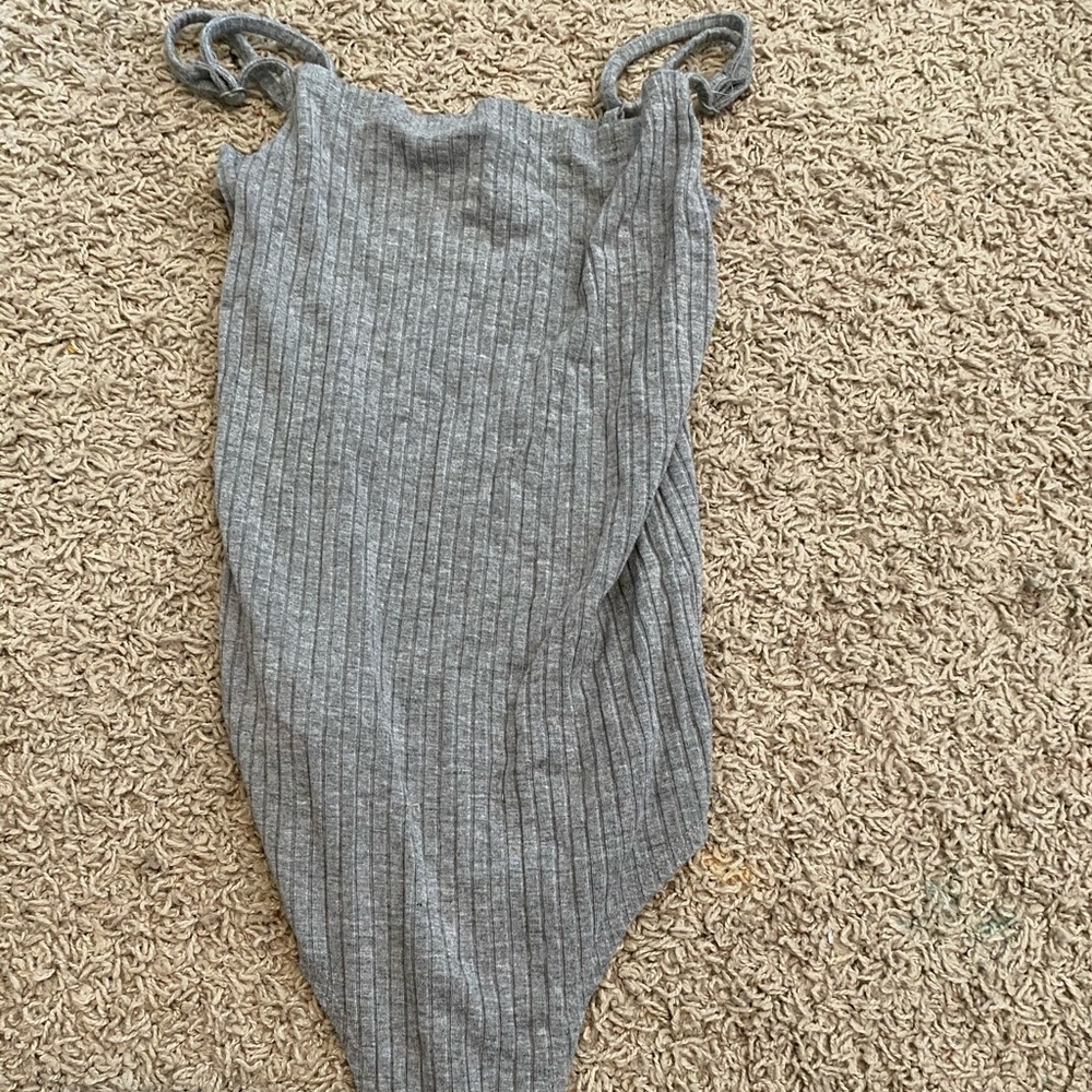 grey ribbed bodysuit